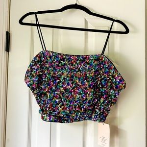 NWT SHEIN Curve Crop Sequin Cami Top